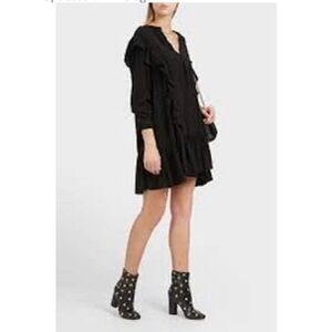 Isabel Marant Black Ruffle Trim Mini Dress with Slip